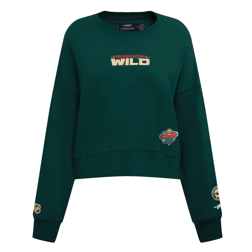 NHL MINNESOTA WILD WINGSPAN WOMEN'S FLC CREWNECK (FOREST GREEN) - Image 3