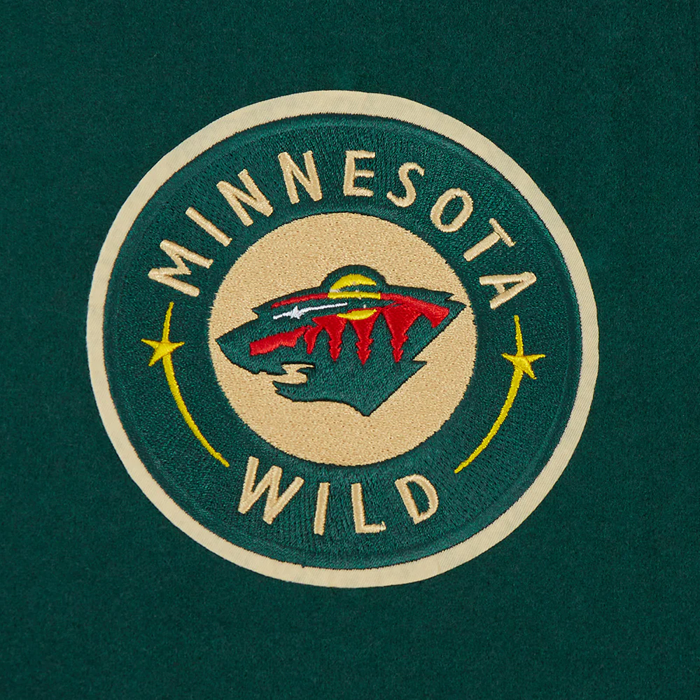 NHL MINNESOTA WILD CLASSIC WOMEN'S WOOL VARSITY JACKET (FOREST GREEN/WHITE) - Image 5