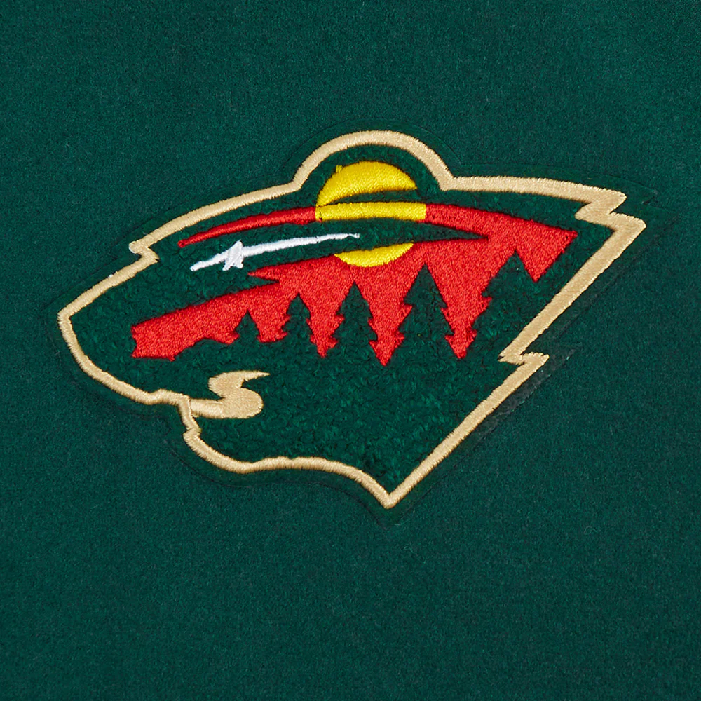 NHL MINNESOTA WILD CLASSIC WOMEN'S WOOL VARSITY JACKET (FOREST GREEN/WHITE) - Image 6