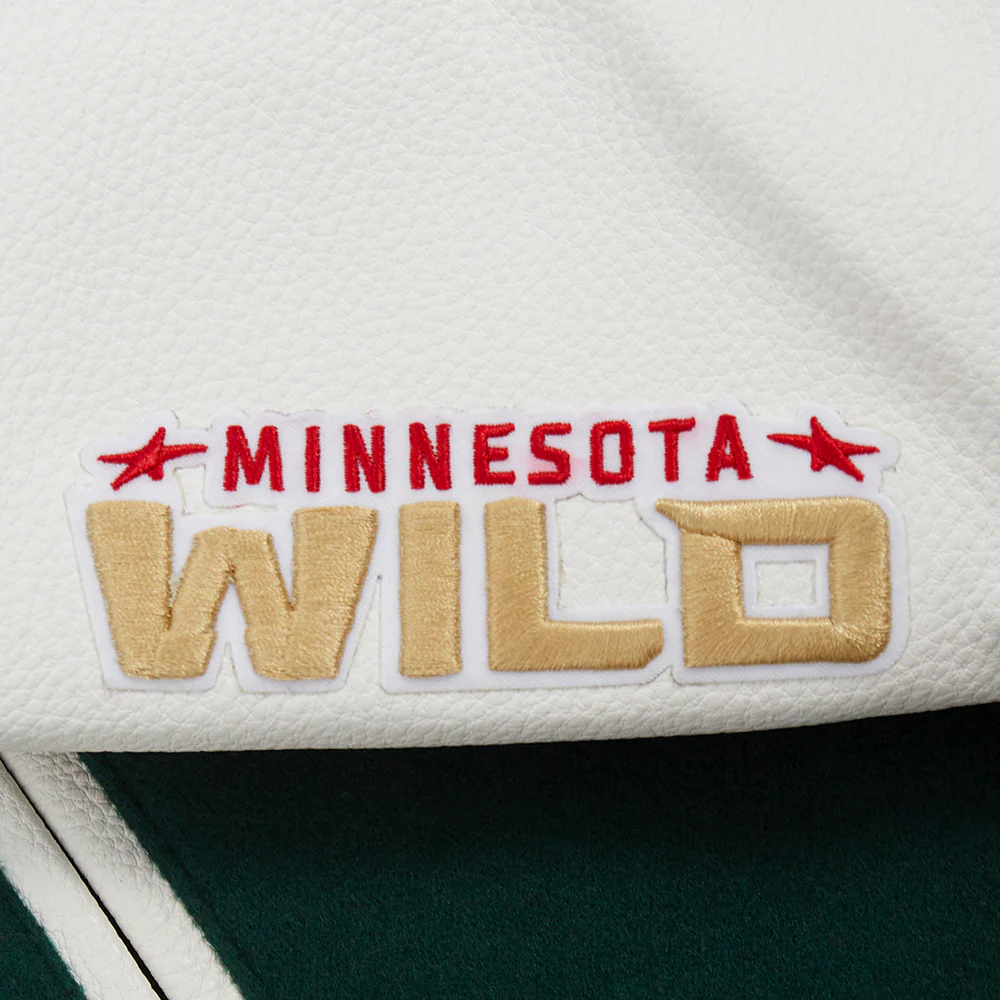 NHL MINNESOTA WILD CLASSIC WOMEN'S WOOL VARSITY JACKET (FOREST GREEN/WHITE) - Image 7