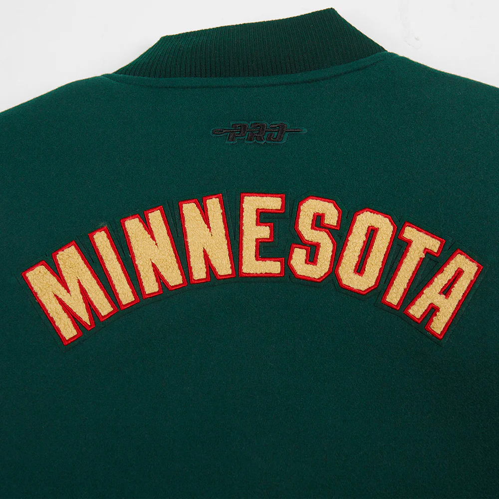 NHL MINNESOTA WILD CLASSIC WOMEN'S WOOL VARSITY JACKET (FOREST GREEN/WHITE) - Image 8