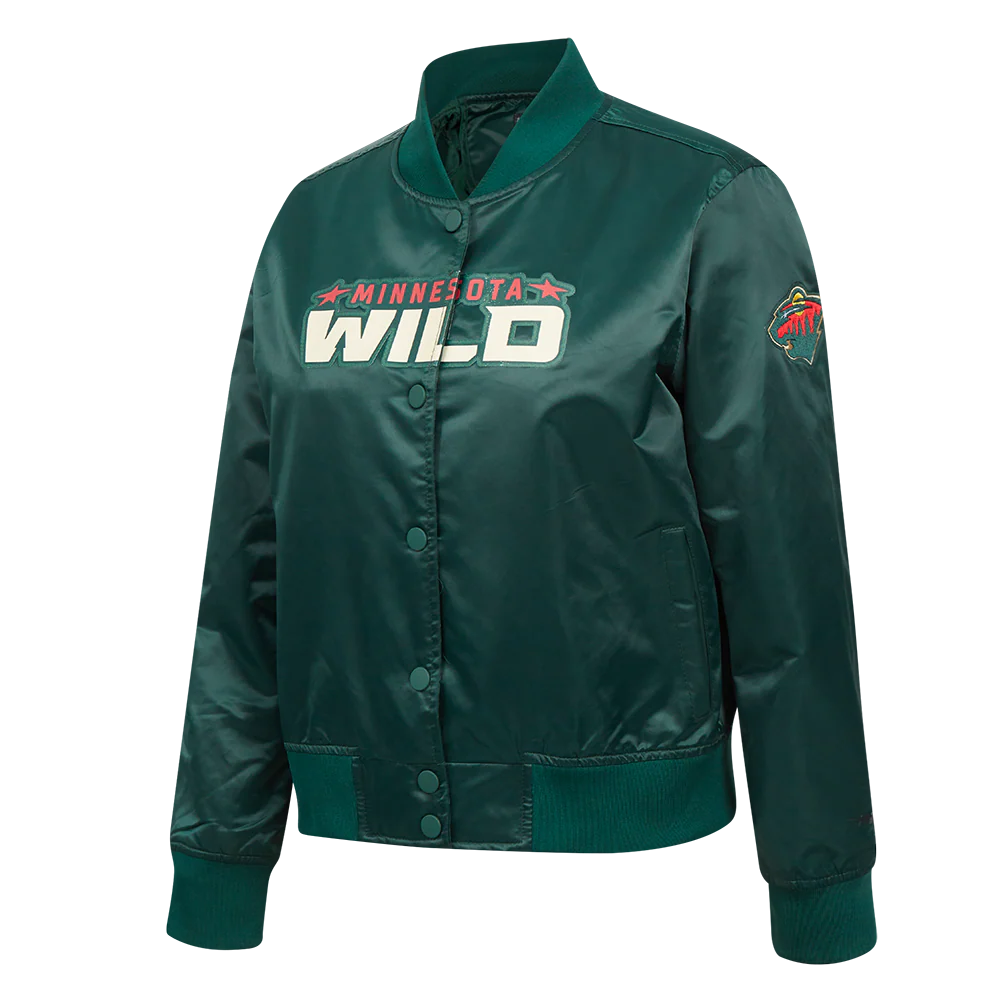 NHL MINNESOTA WILD CLASSIC WOMEN'S SATIN JACKET (FOREST GREEN) - Image 2