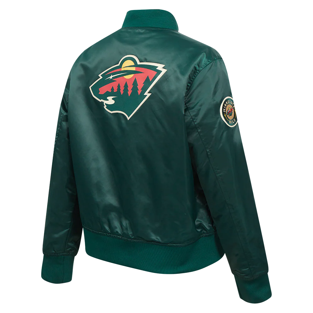 NHL MINNESOTA WILD CLASSIC WOMEN'S SATIN JACKET (FOREST GREEN) - Image 4