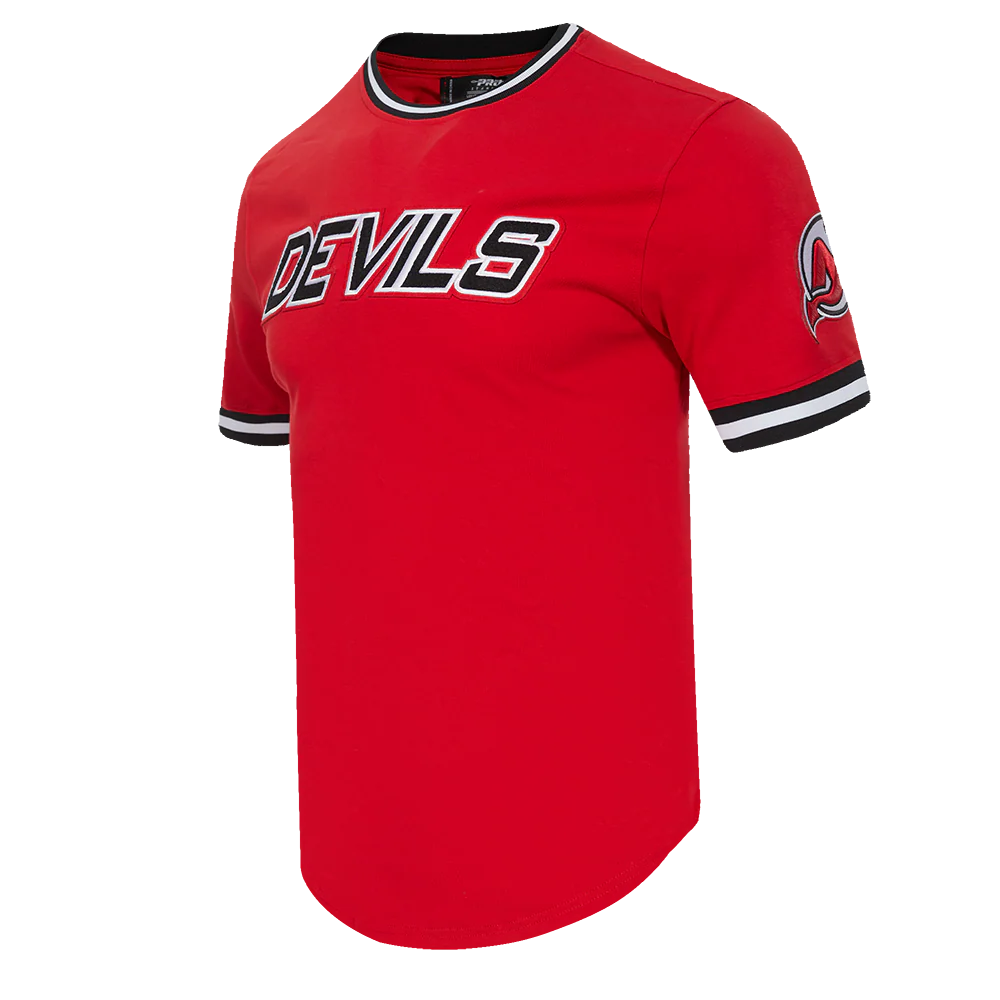 NHL NEW JERSEY DEVILS CLASSIC CHENILLE MEN'S DOUBLE KNIT TEE (RED/BLACK) - Image 2