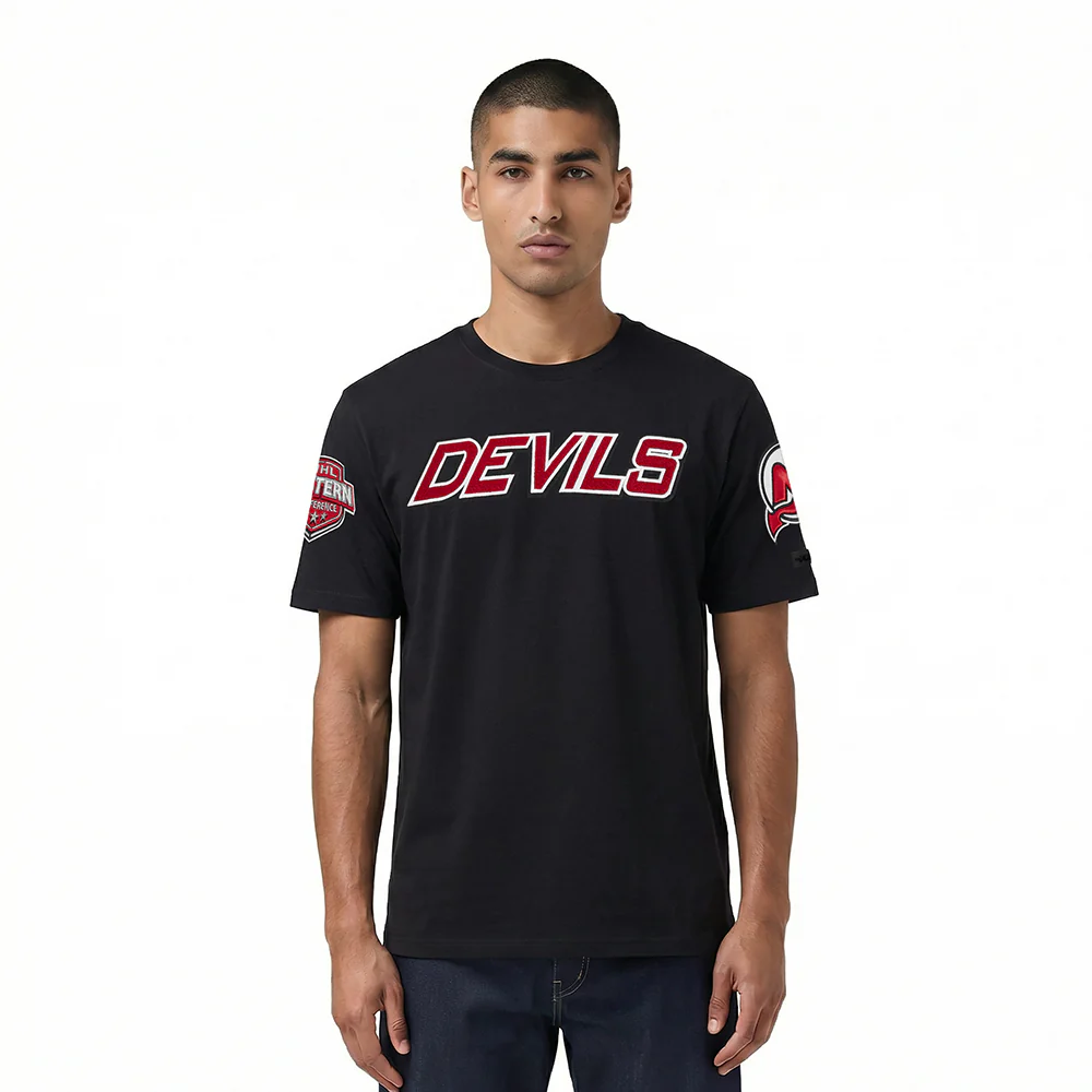 NHL NEW JERSEY DEVILS CLASSIC CHENILLE MEN'S TEE (BLACK)