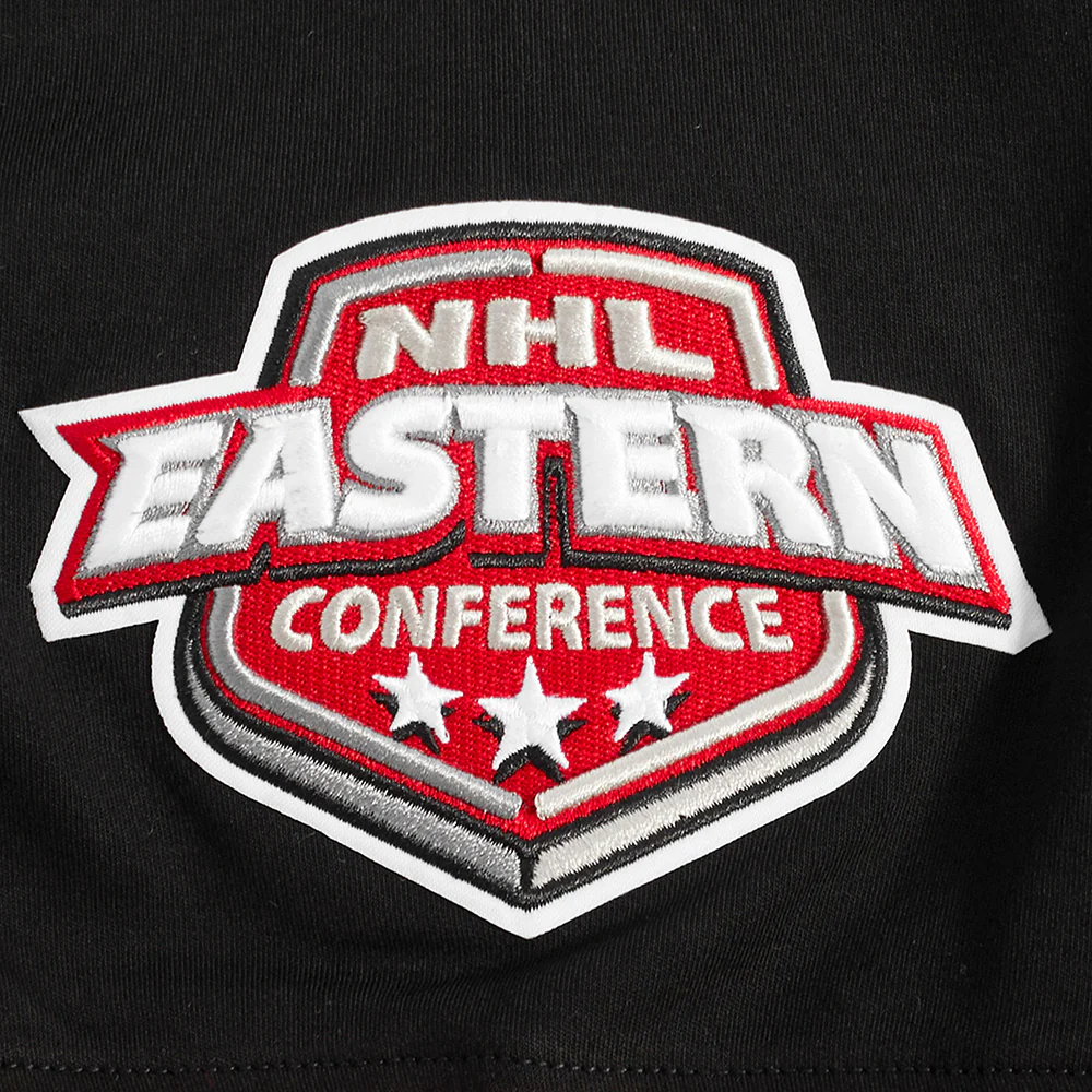 NHL NEW JERSEY DEVILS CLASSIC CHENILLE MEN'S DOUBLE KNIT SHORT SLEEVE PULLOVER HOODIE (BLACK/RED) - Image 6