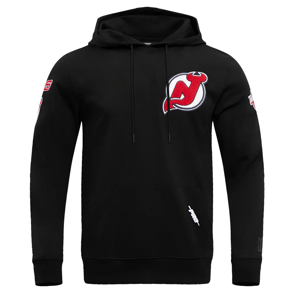 NHL NEW JERSEY DEVILS CLASSIC CHENILLE MEN'S PULLOVER HOODIE (BLACK) - Image 3