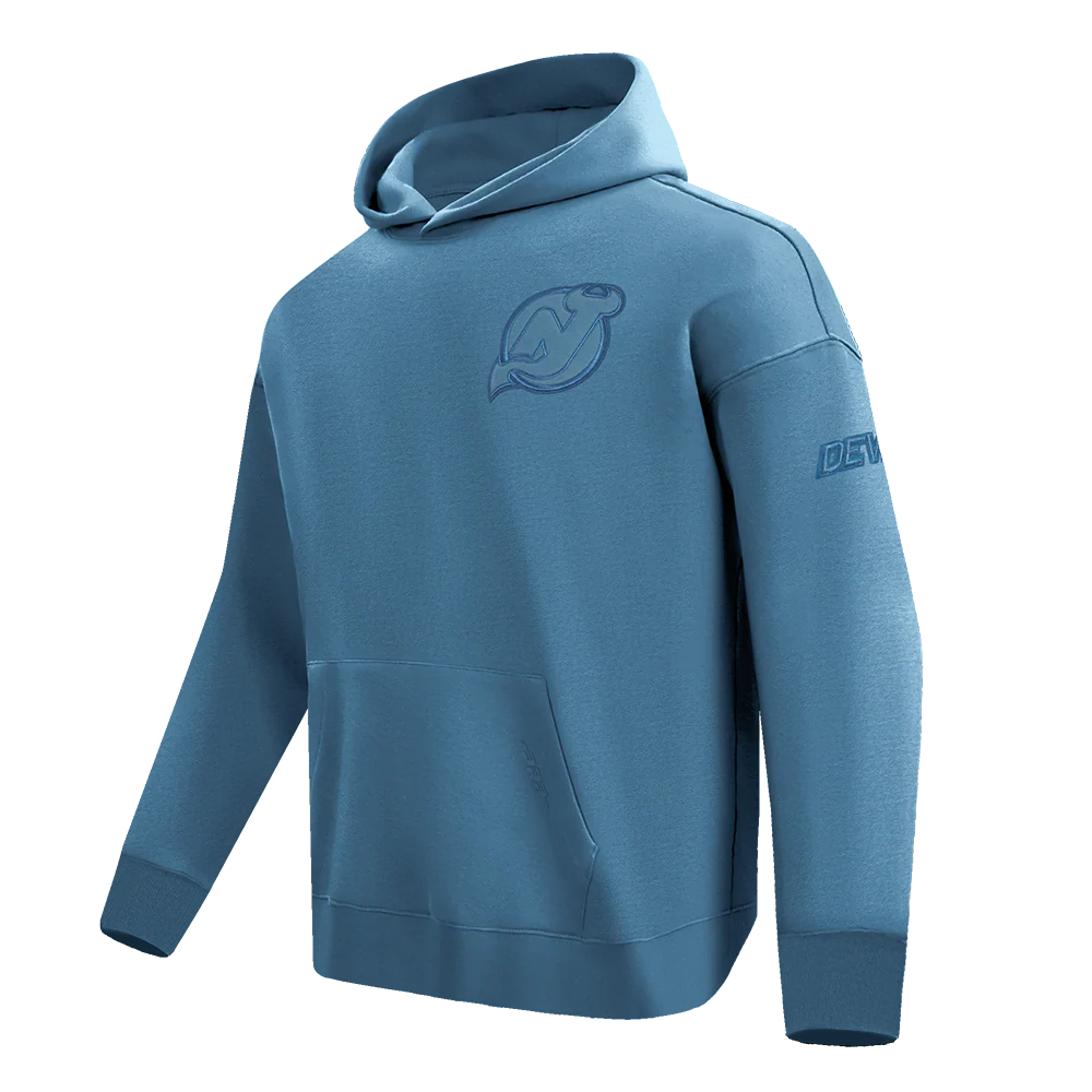 NHL NEW JERSEY DEVILS NEUTRAL MEN'S DROP SHOULDER FLEECE PULLOVER HOODIE (STEEL BLUE) - Image 2