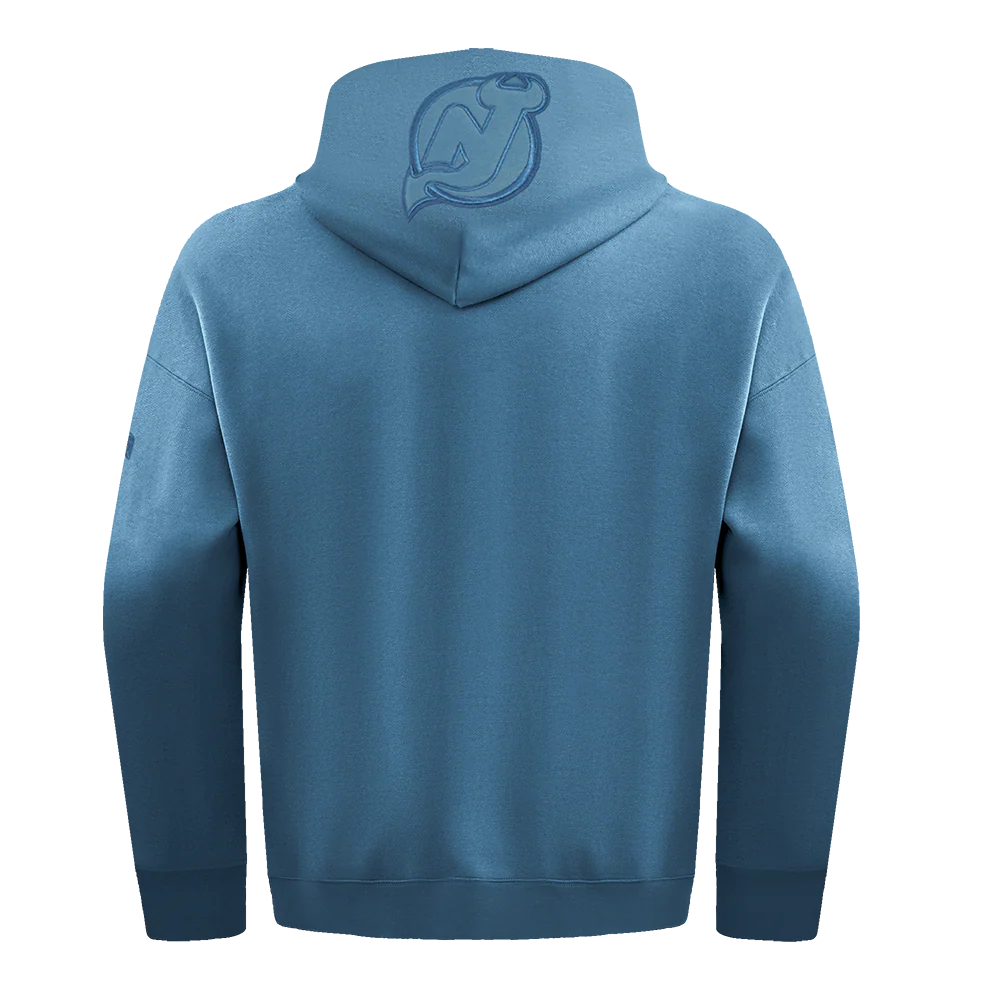 NHL NEW JERSEY DEVILS NEUTRAL MEN'S DROP SHOULDER FLEECE PULLOVER HOODIE (STEEL BLUE) - Image 3
