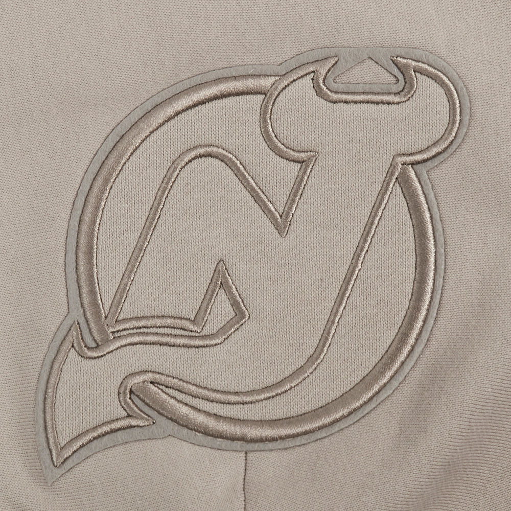 NHL NEW JERSEY DEVILS NEUTRAL MEN'S DROP SHOULDER PULLOVER HOODIE (TAUPE) - Image 7