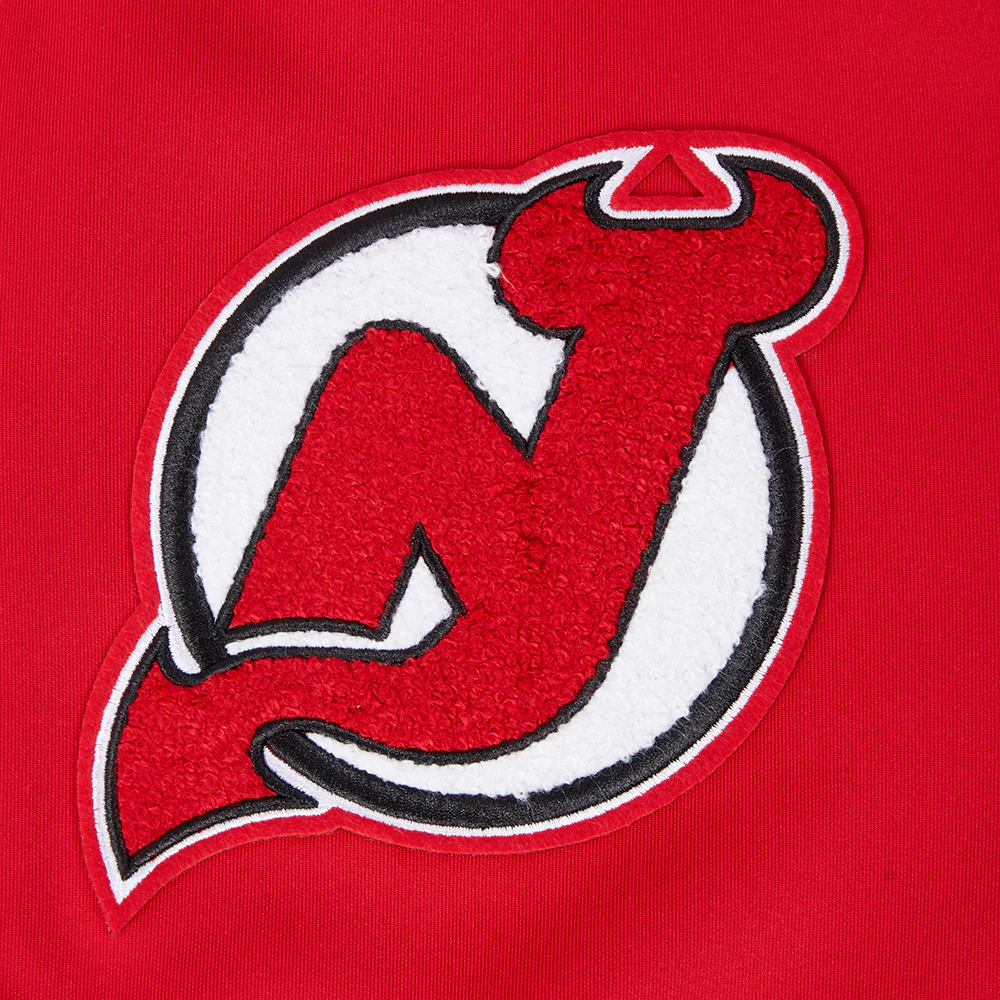 NHL NEW JERSEY DEVILS CLASSIC CHENILLE MEN'S DOUBLE KNIT TRACK JACKET (RED/BLACK) - Image 5
