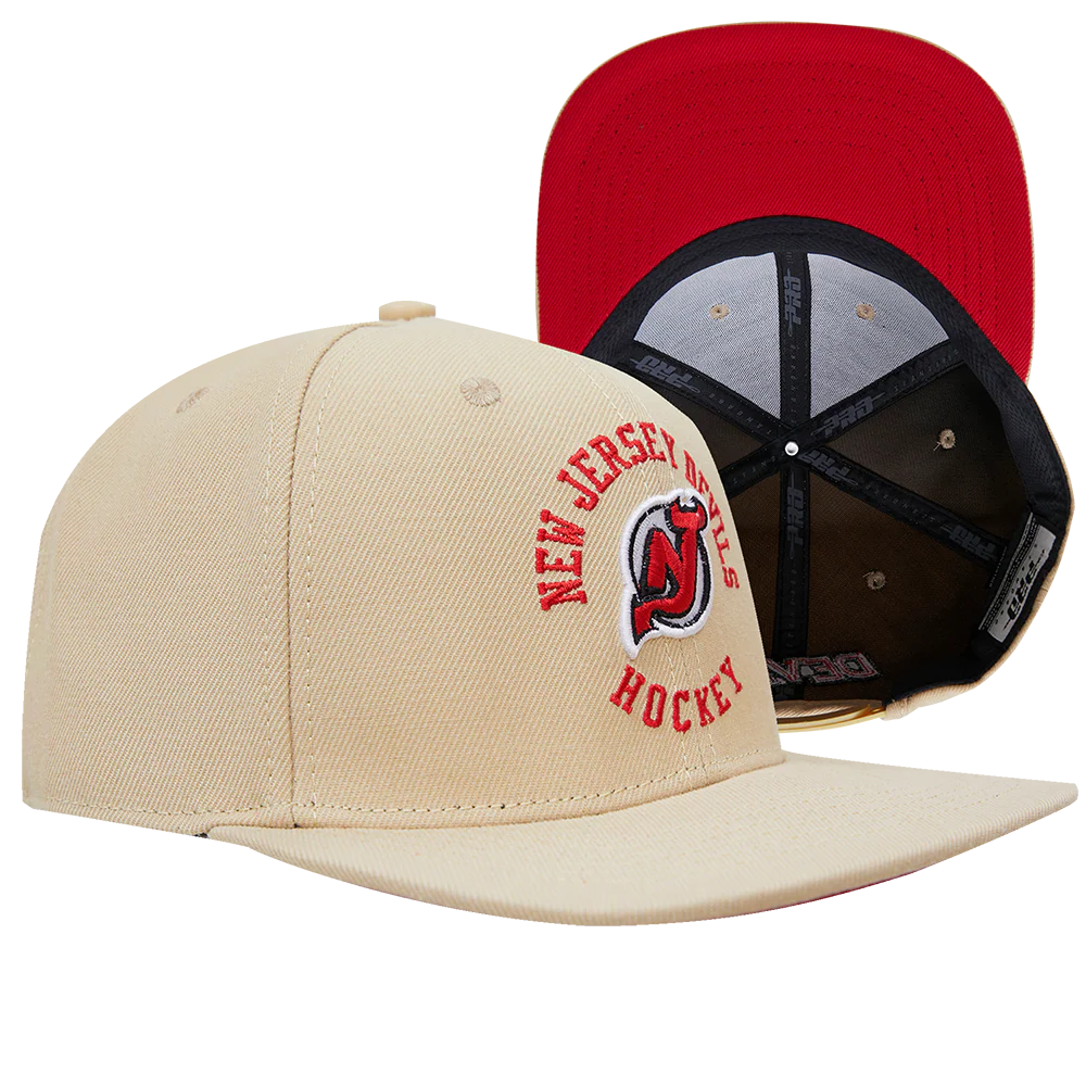 NHL NEW JERSEY DEVILS HYBRID WOVEN WOOL SNAPBACK HAT (KHAKI) - Image 8