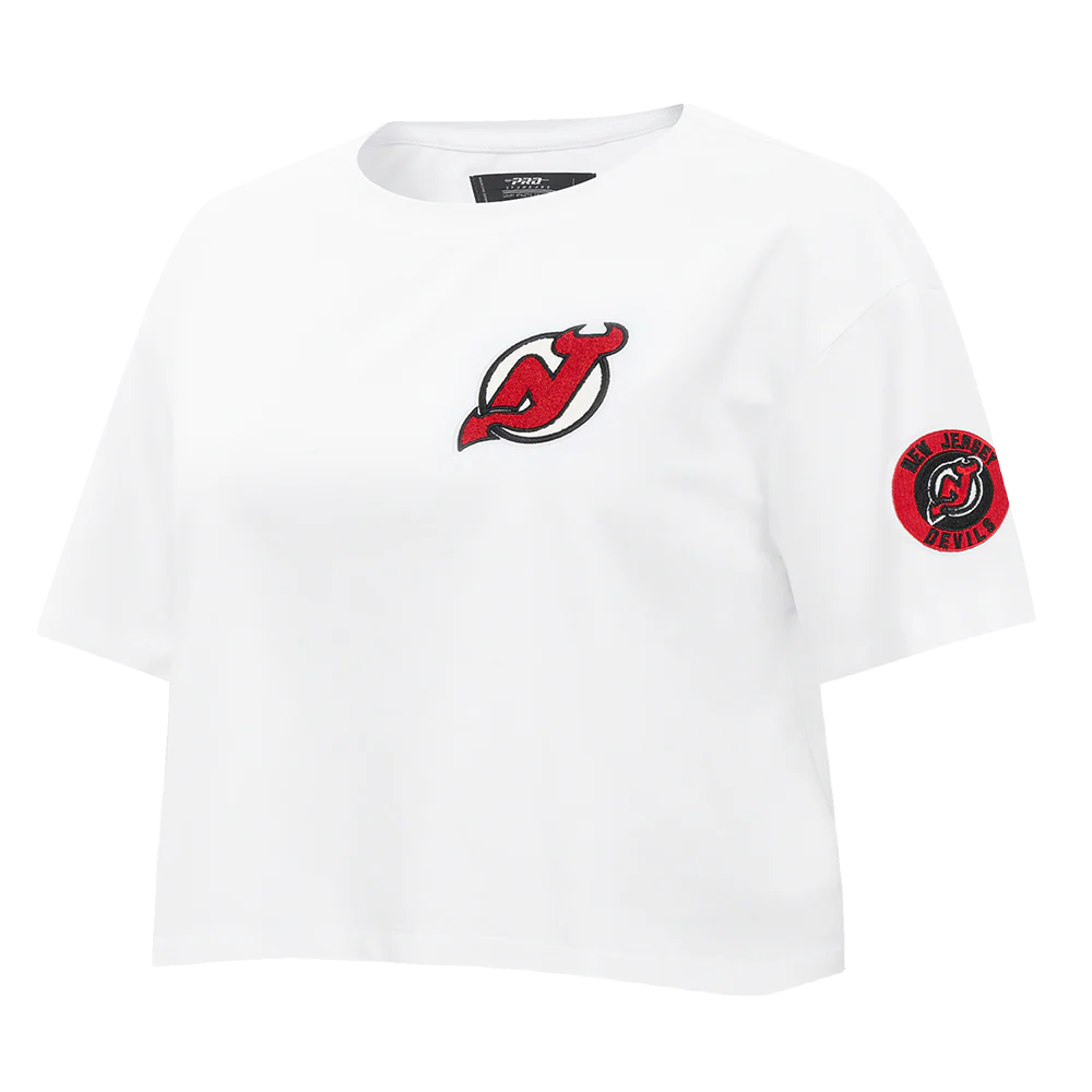 NHL NEW JERSEY DEVILS CLASSIC WOMEN'S BOXY TEE (WHITE) - Image 2
