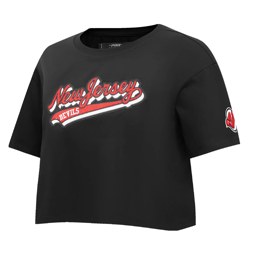 NHL NEW JERSEY DEVILS SCRIPT TAIL WOMEN'S SJ BOXY TEE (BLACK) - Image 2