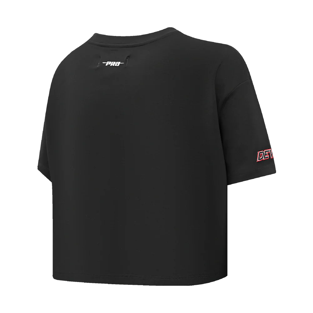 NHL NEW JERSEY DEVILS SCRIPT TAIL WOMEN'S SJ BOXY TEE (BLACK) - Image 3