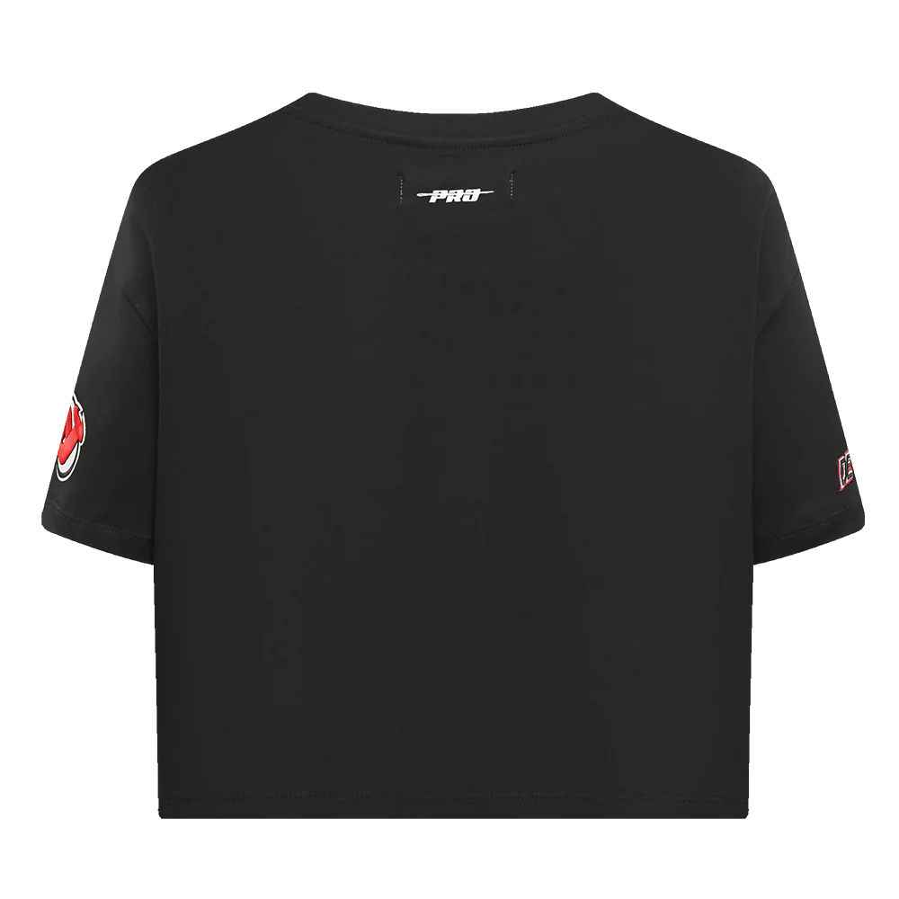 NHL NEW JERSEY DEVILS SCRIPT TAIL WOMEN'S SJ BOXY TEE (BLACK) - Image 4