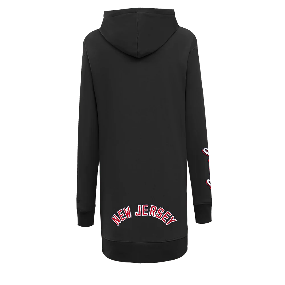 NHL NEW JERSEY DEVILS CLASSIC WOMEN'S FLEECE HOODIE DRESS (BLACK) - Image 3