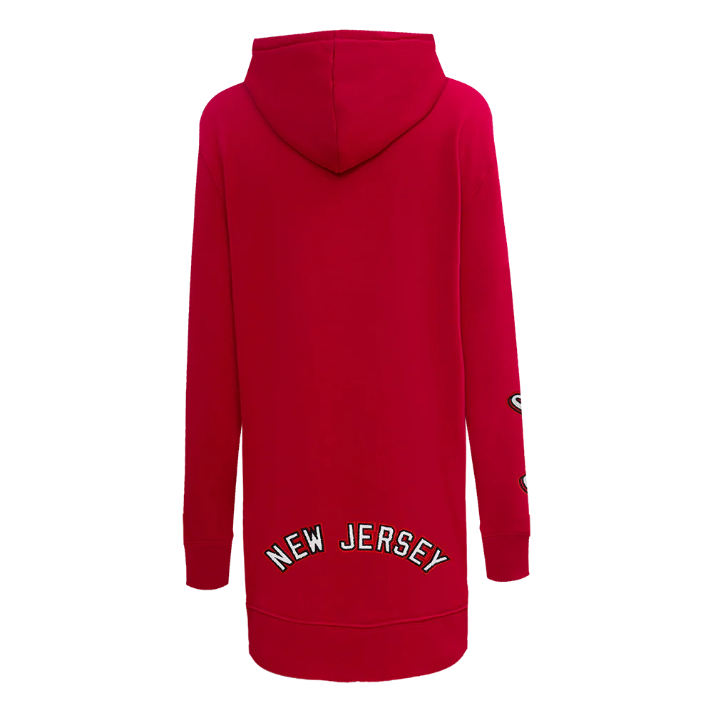 NHL NEW JERSEY DEVILS CLASSIC WOMEN'S FLEECE HOODIE DRESS (RED) - Image 3