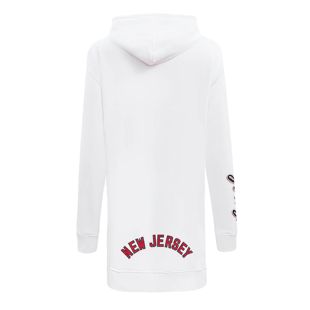 NHL NEW JERSEY DEVILS CLASSIC WOMEN'S FLEECE HOODIE DRESS (WHITE) - Image 3
