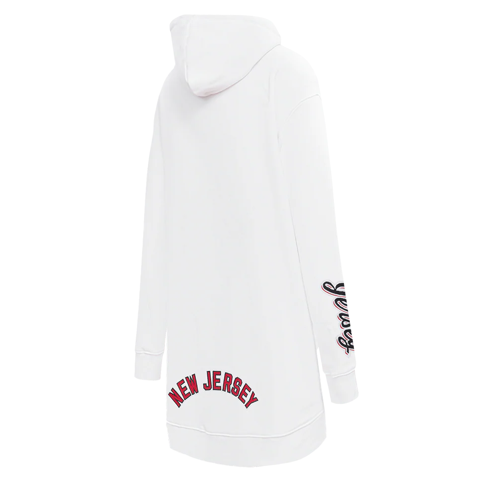 NHL NEW JERSEY DEVILS CLASSIC WOMEN'S FLEECE HOODIE DRESS (WHITE) - Image 4
