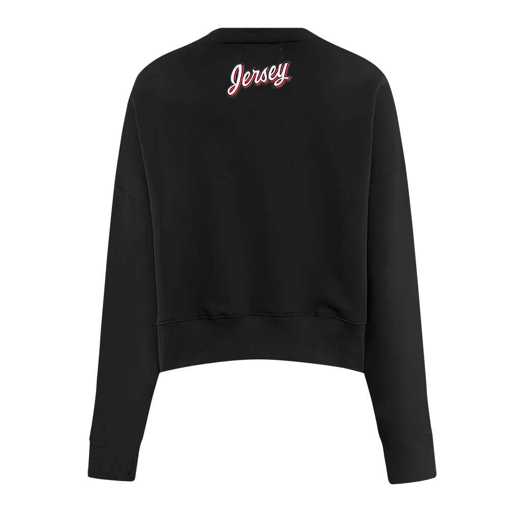 NHL NEW JERSEY DEVILS CLASSIC WOMEN'S FLEECE CREWNECK (BLACK) - Image 3