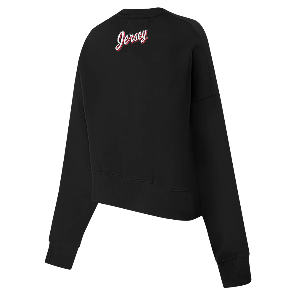 NHL NEW JERSEY DEVILS CLASSIC WOMEN'S FLEECE CREWNECK (BLACK) - Image 4