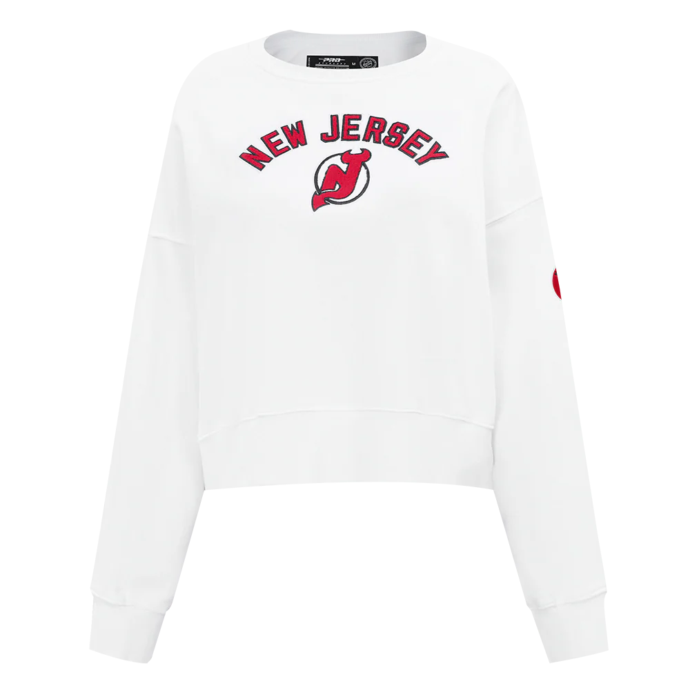 NHL NEW JERSEY DEVILS CLASSIC WOMEN'S FLEECE CREWNECK (WHITE)