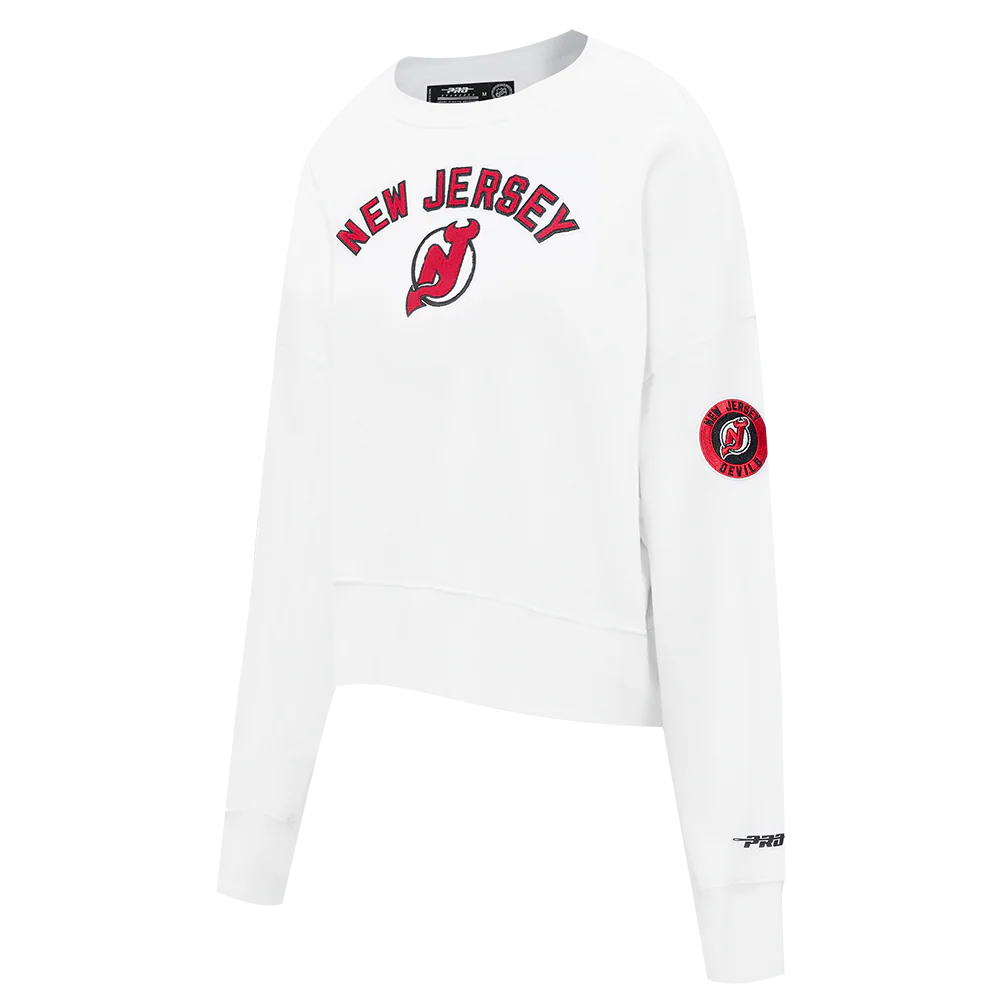 NHL NEW JERSEY DEVILS CLASSIC WOMEN'S FLEECE CREWNECK (WHITE) - Image 2