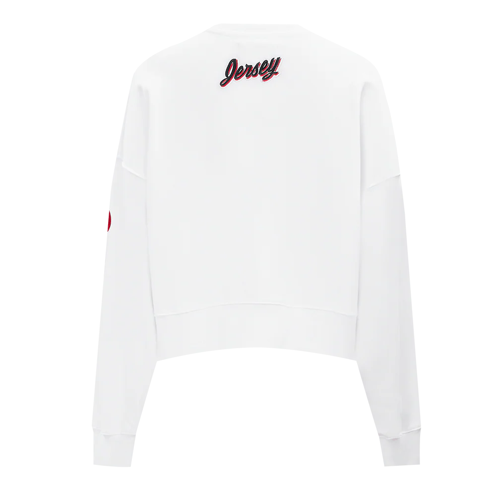 NHL NEW JERSEY DEVILS CLASSIC WOMEN'S FLEECE CREWNECK (WHITE) - Image 3