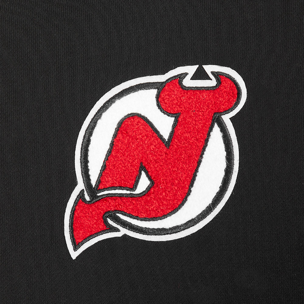 NHL NEW JERSEY DEVILS CLASSIC WOMEN'S FLEECE CROPPED PULLOVER HOODIE (BLACK) - Image 5