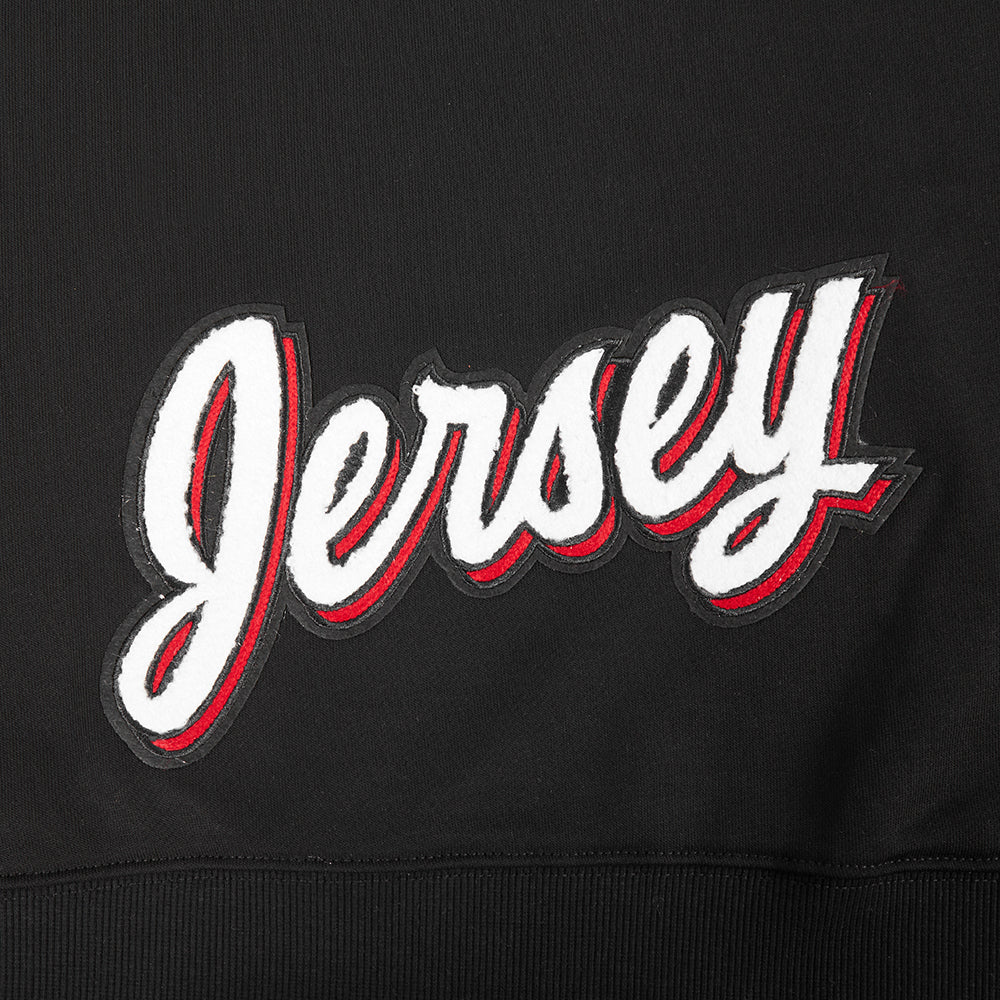 NHL NEW JERSEY DEVILS CLASSIC WOMEN'S FLEECE CROPPED PULLOVER HOODIE (BLACK) - Image 7