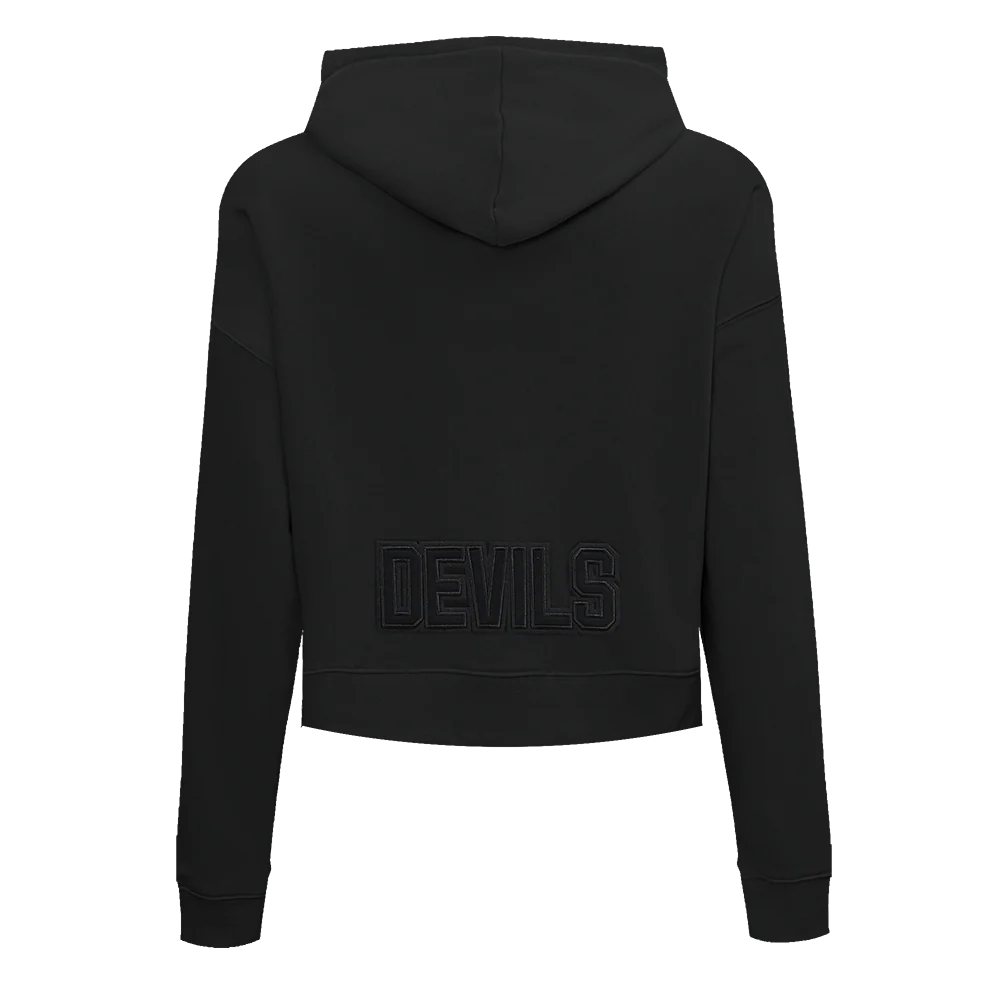 NHL NEW JERSEY DEVILS NEUTRAL WOMEN'S CROPPED PULLOVER HOODIE (BLACK) - Image 3
