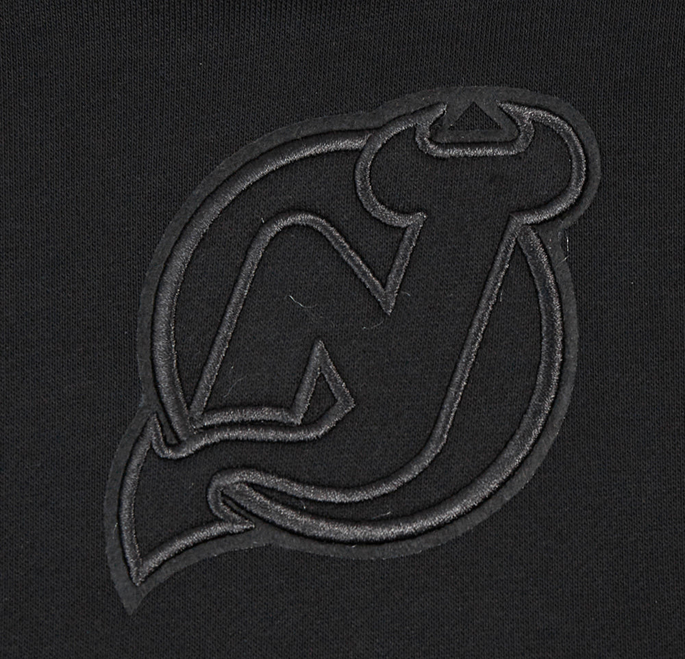 NHL NEW JERSEY DEVILS NEUTRAL WOMEN'S CROPPED PULLOVER HOODIE (BLACK) - Image 5