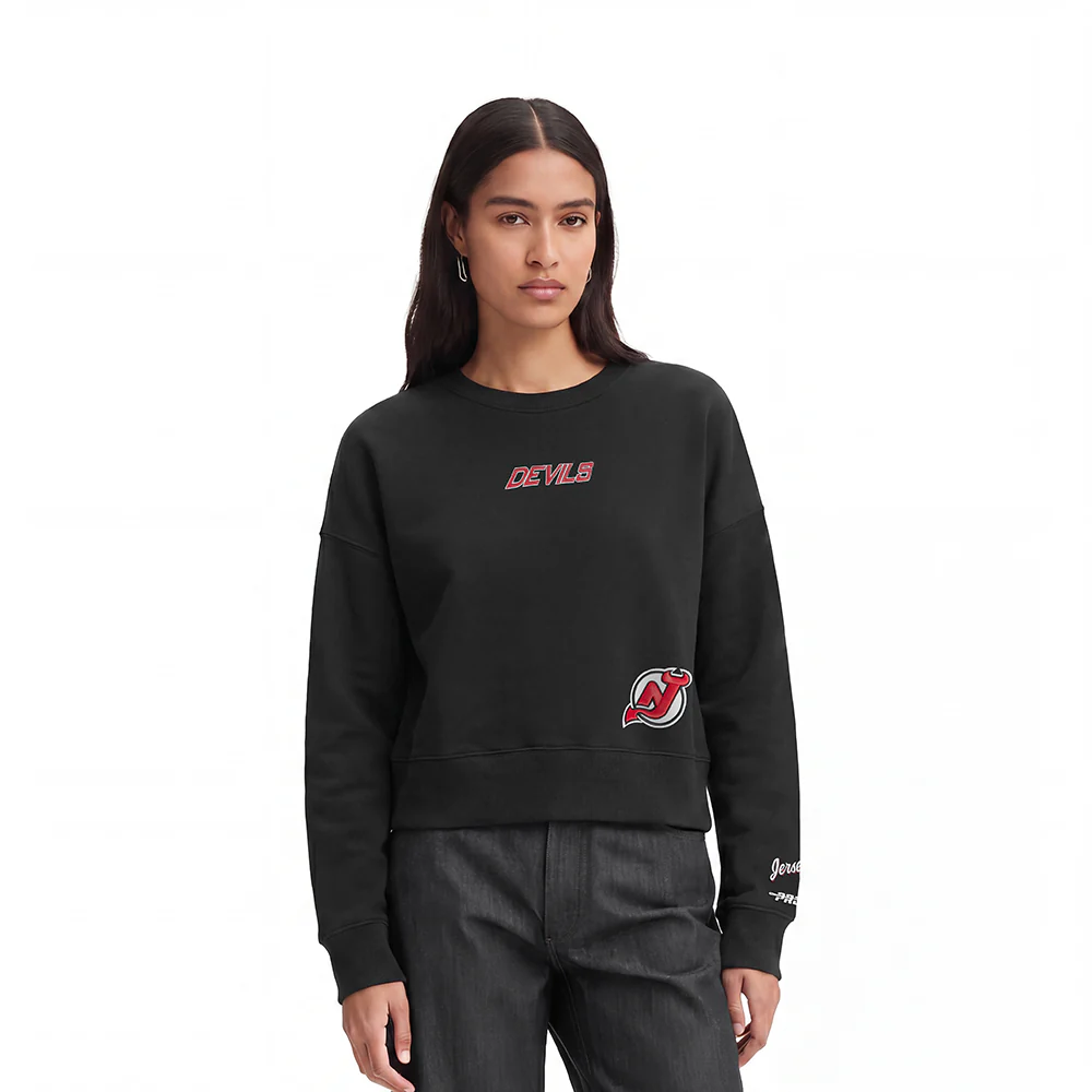 NHL NEWOMEN'S JERSEY DEVILS WINGSPAN WOMEN'S FLC CREWNECK (BLACK) - Image 2