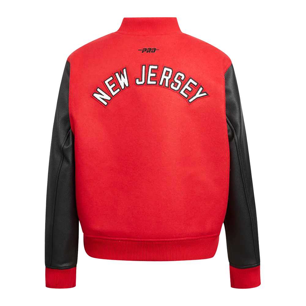 NHL NEW JERSEY DEVILS CLASSIC WOMEN'S WOOL VARSITY JACKET (RED/BLACK) - Image 3