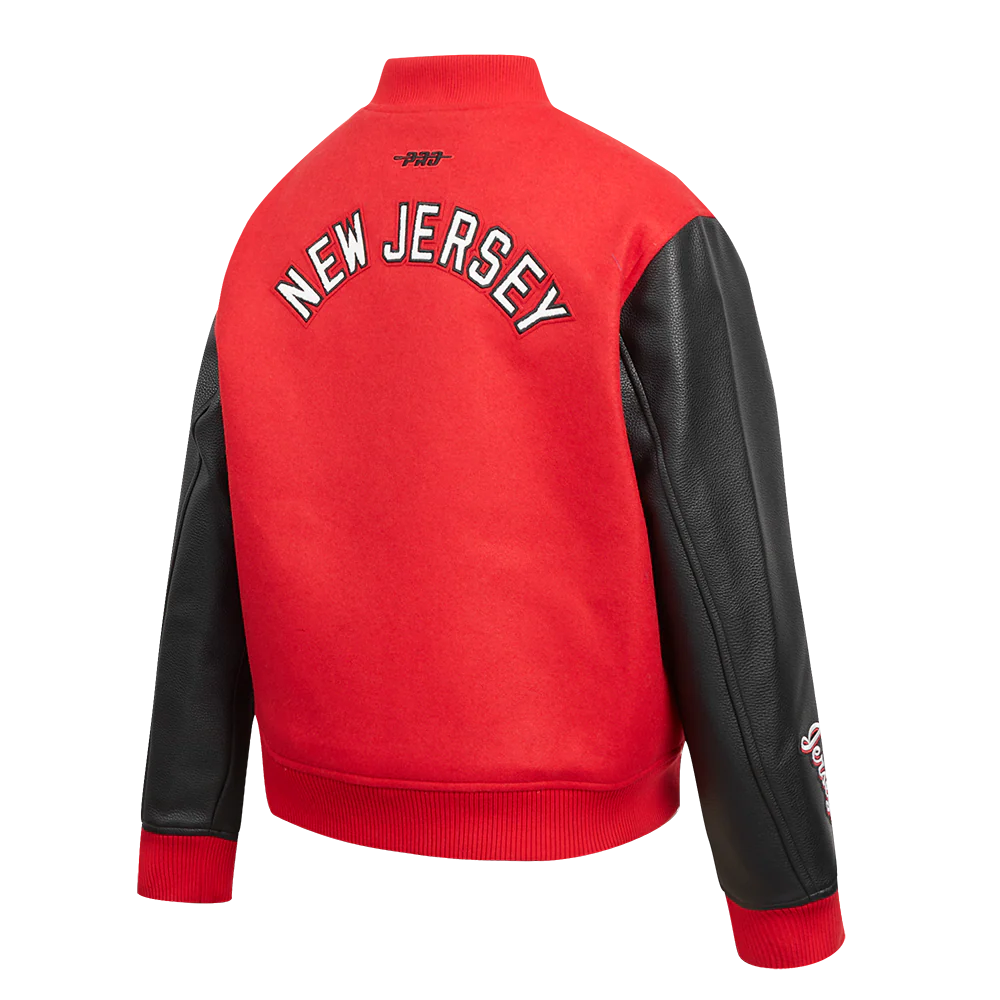 NHL NEW JERSEY DEVILS CLASSIC WOMEN'S WOOL VARSITY JACKET (RED/BLACK) - Image 4