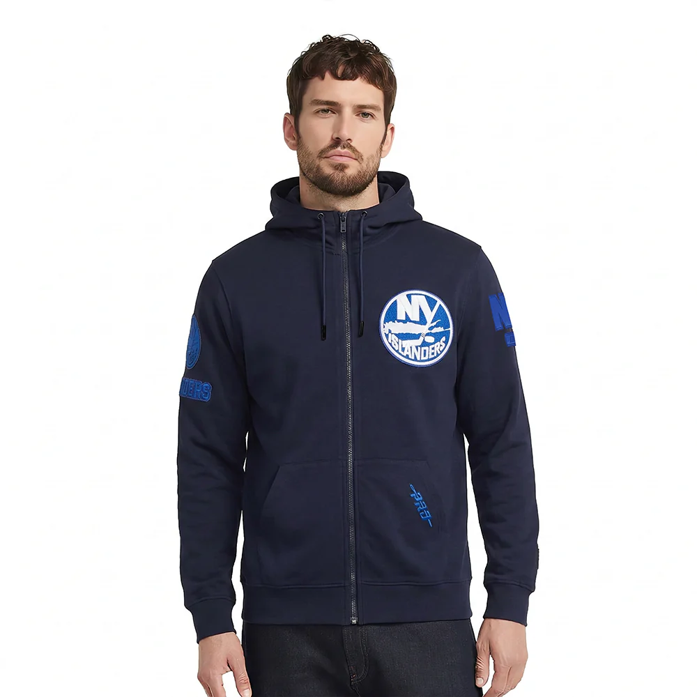 NHL NEW YORK ISLANDERS TC TONAL OUTLINE MEN'S DK FZ PO HOODIE (MIDNIGHT NAVY)