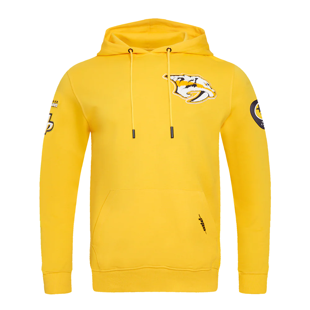 NHL NASHVILLE PREDATORS CLASSIC CHENILLE DOUBLE KNIT PULLOVER HOODIE (YELLOW)