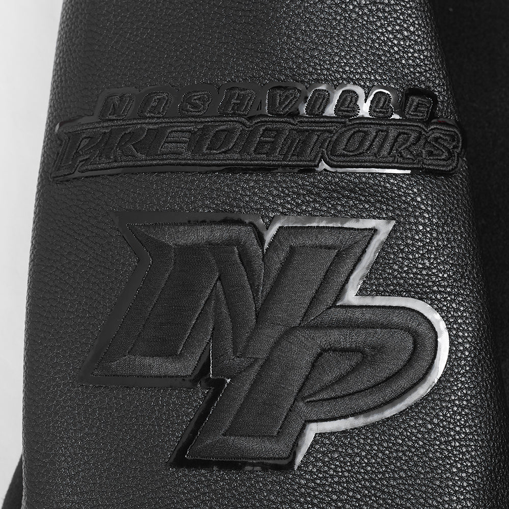 NHL NASHVILLE PREDATORS TRIPLE BLACK MEN'S WOOL VARSITY JACKET (TRIPLE BLACK) - Image 11