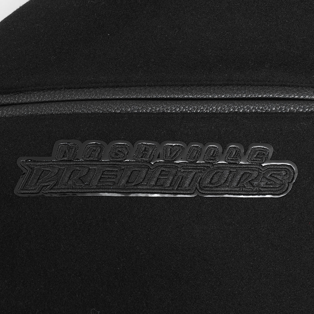 NHL NASHVILLE PREDATORS TRIPLE BLACK MEN'S WOOL VARSITY JACKET (TRIPLE BLACK) - Image 7