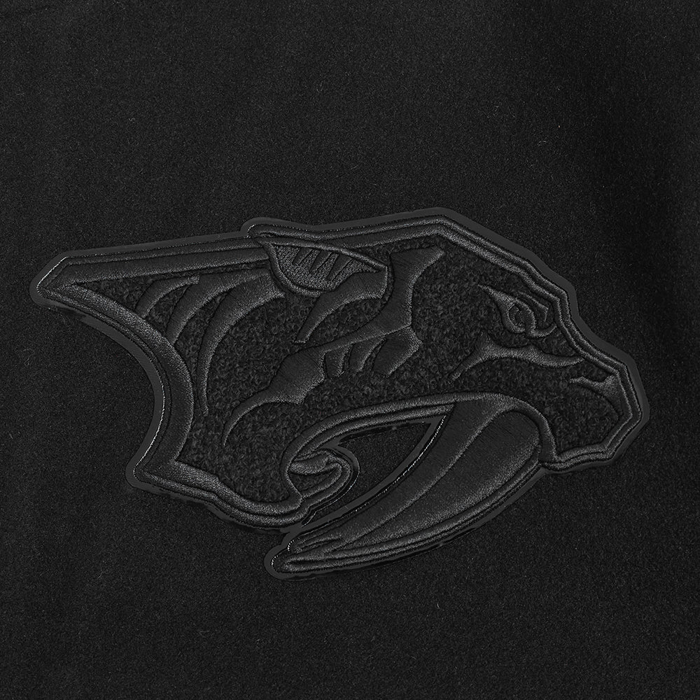 NHL NASHVILLE PREDATORS TRIPLE BLACK MEN'S WOOL VARSITY JACKET (TRIPLE BLACK) - Image 8
