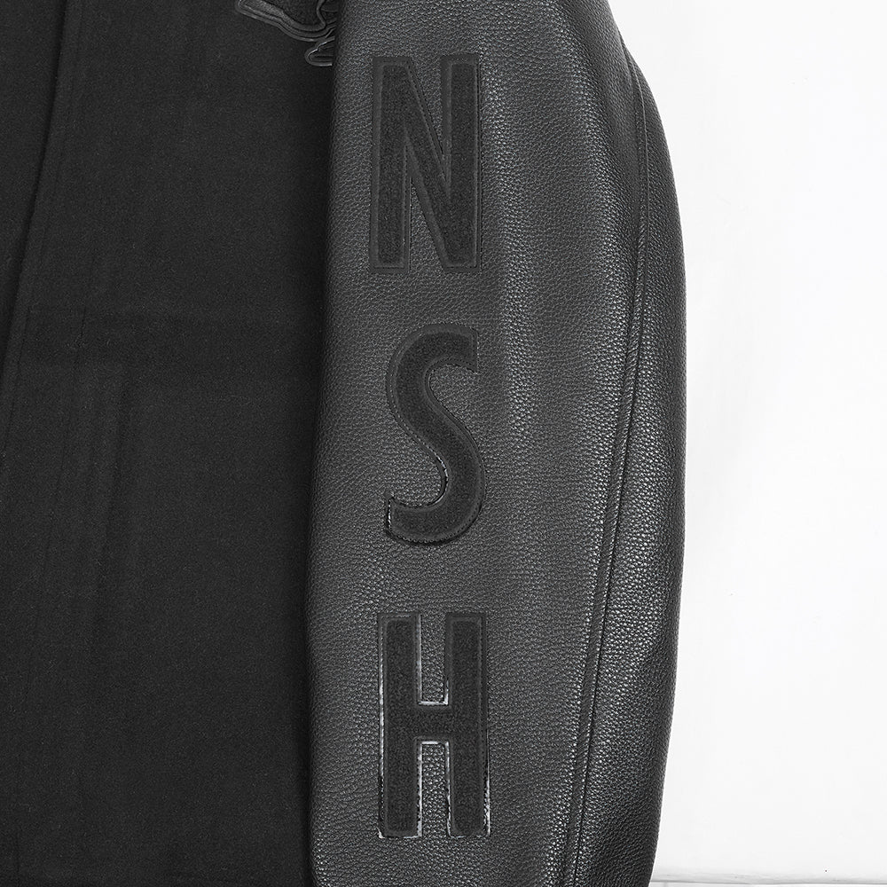 NHL NASHVILLE PREDATORS TRIPLE BLACK MEN'S WOOL VARSITY JACKET (TRIPLE BLACK) - Image 9