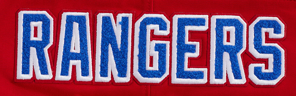 NHL NEW YORK RANGERS CLASSIC CHENILLE MEN'S DOUBLE KNIT SHORT SLEEVE PULLOVER HOODIE (RED) - Image 8