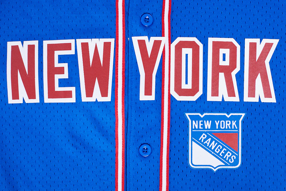 NHL NEW YORK RANGERS CLASSIC MEN'S MESH BUTTON DOWN JERSEY (ROYAL BLUE/RED) - Image 5