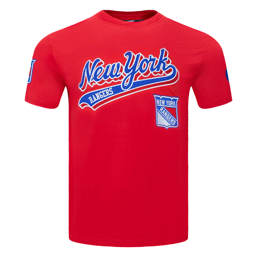 NHL NEW YORK RANGERS SCRIPT TAIL MEN'S TEE (RED)