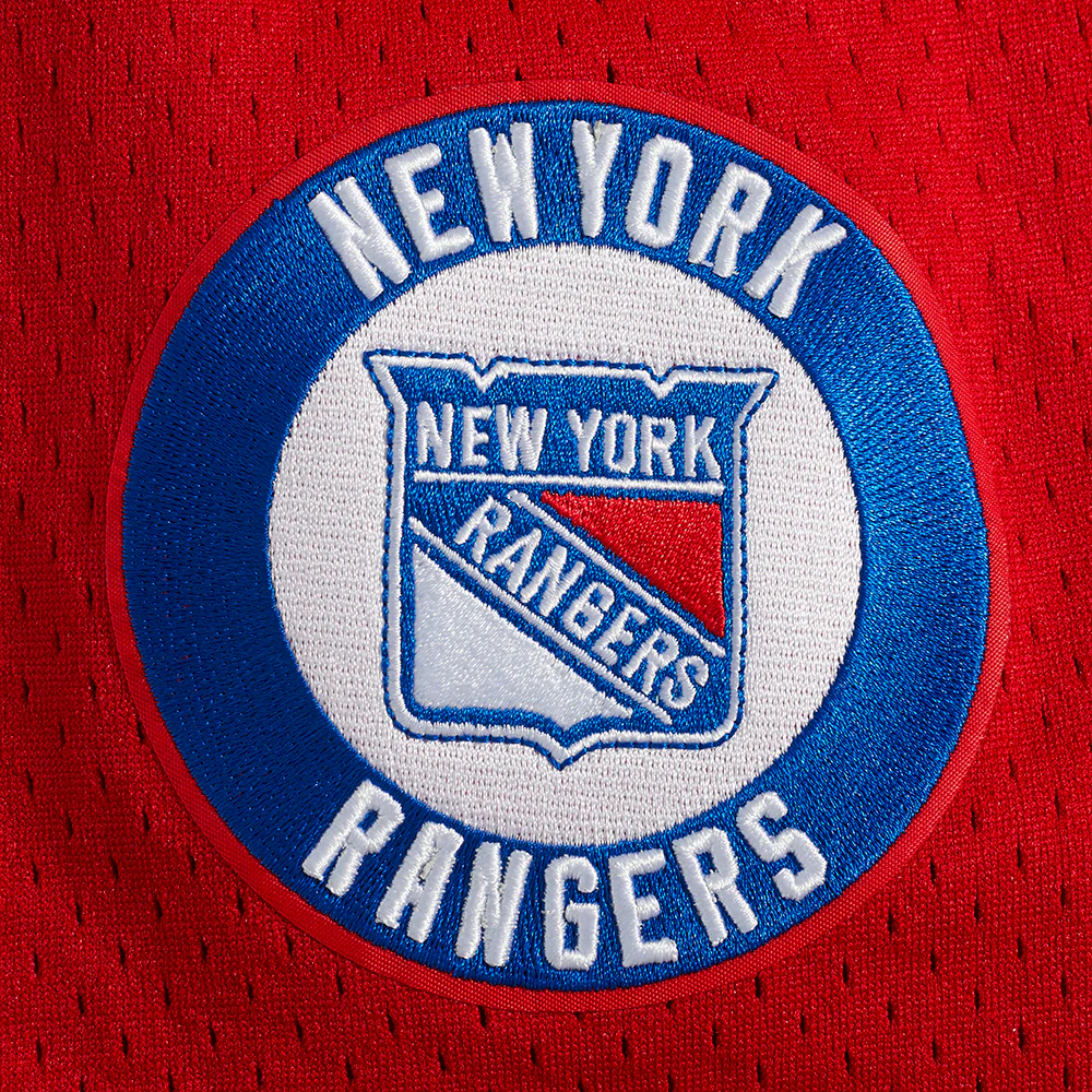 NHL NEW YORK RANGERS SCRIPT TAIL MEN'S MESH BUTTON DOWN SHIRT (RED) - Image 6