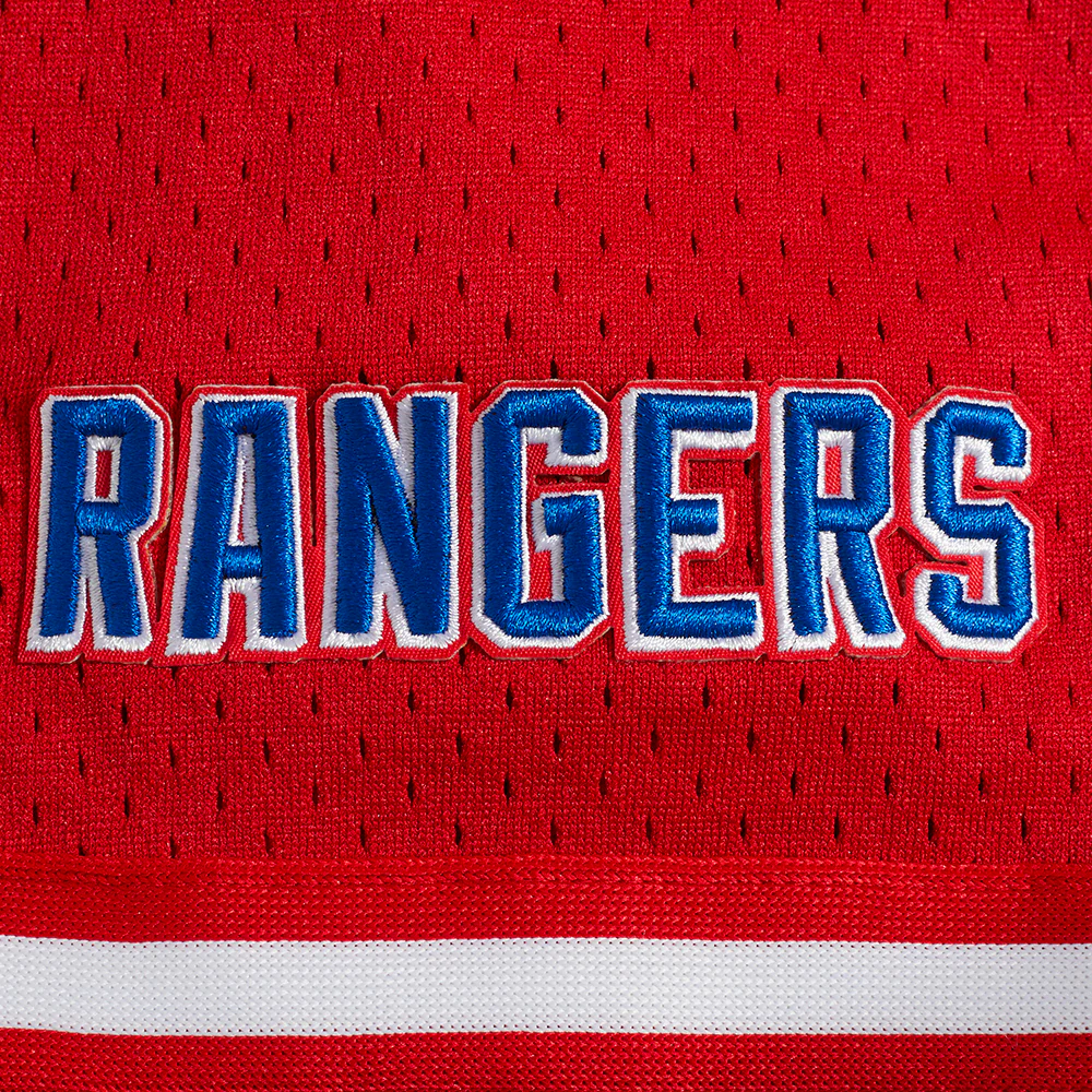 NHL NEW YORK RANGERS SCRIPT TAIL MEN'S MESH BUTTON DOWN SHIRT (RED) - Image 7