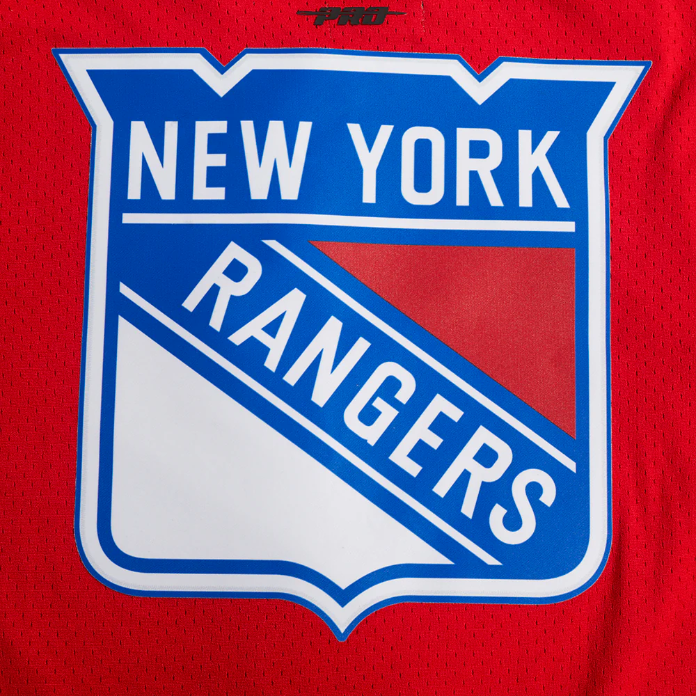 NHL NEW YORK RANGERS SCRIPT TAIL MEN'S MESH BUTTON DOWN SHIRT (RED) - Image 8
