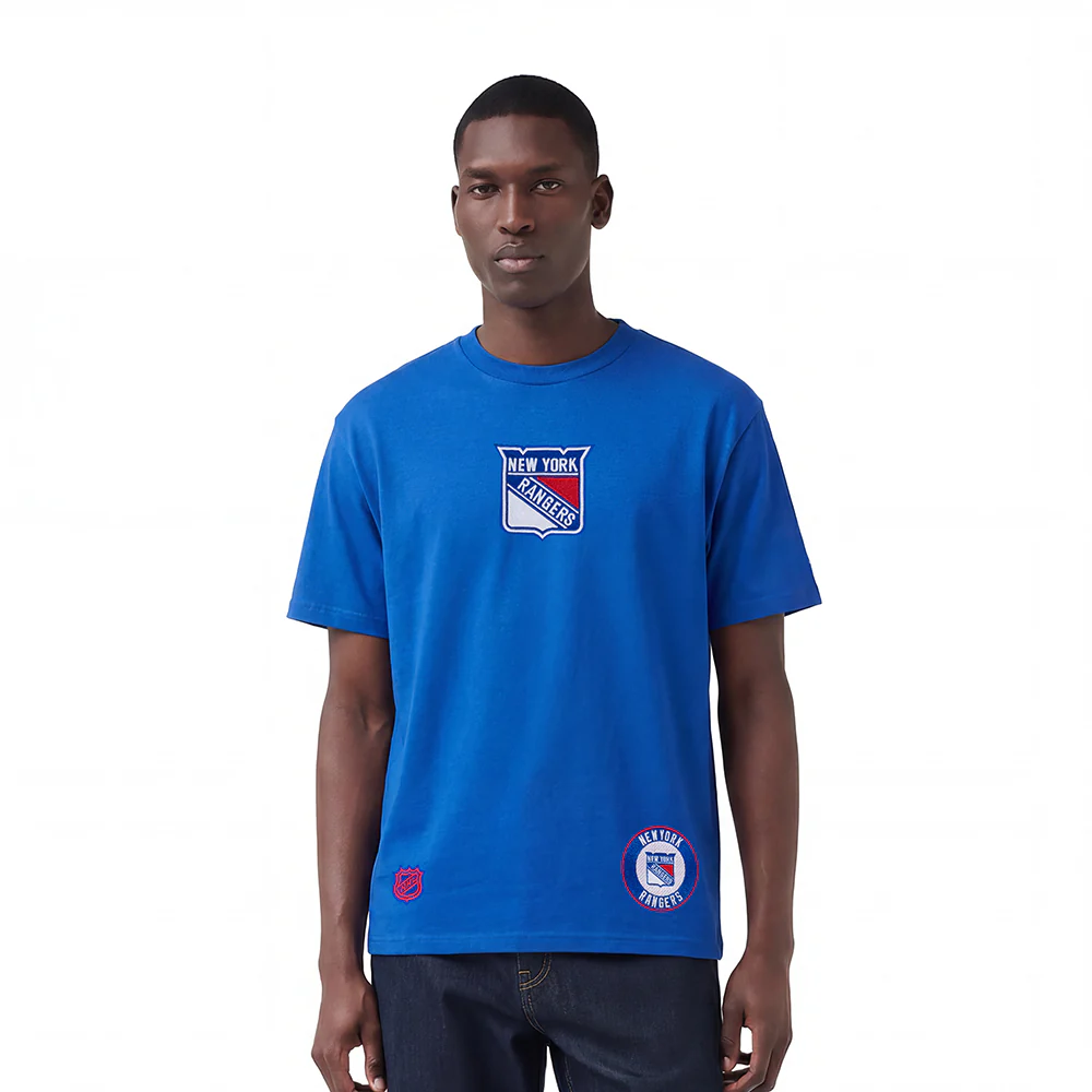 NHL NEW YORK RANGERS WINGSPAN MEN'S COTTON JERSEY DROP SHOULDER TEE (ROYAL BLUE) - Image 2