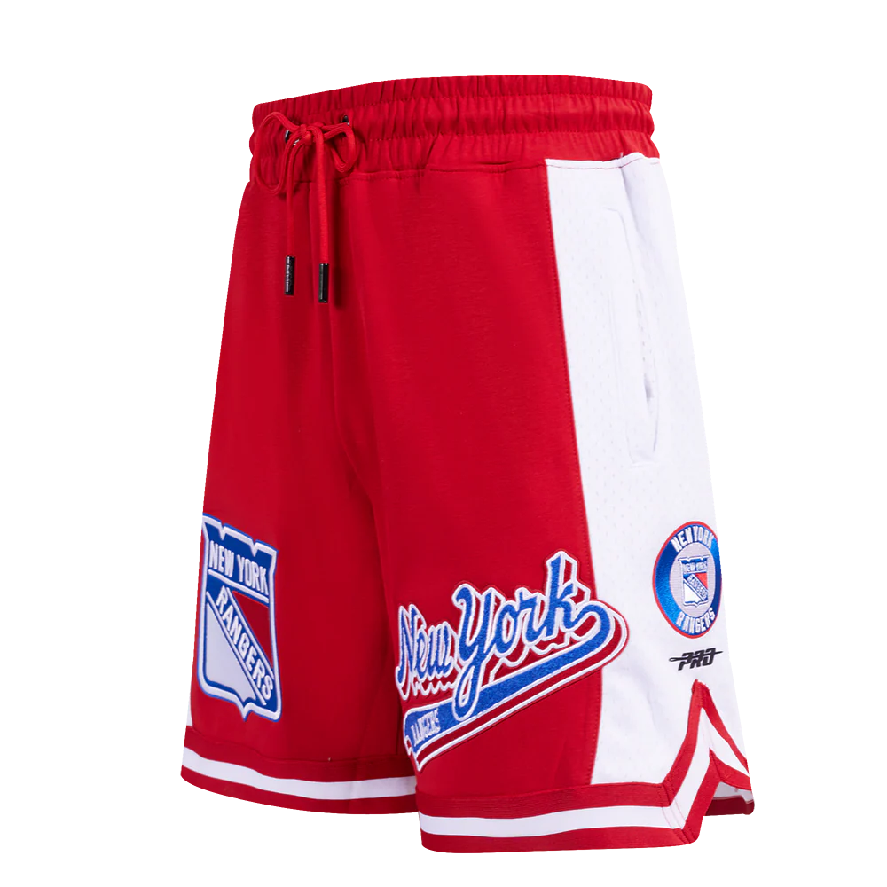 NHL NEW YORK RANGERS SCRIPT TAIL MEN'S DOUBLE KNIT 2.0 SHORT (RED)